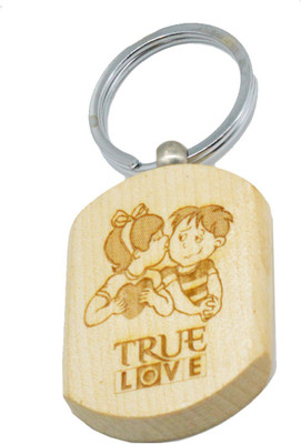

Faynci True Love with Kiss Engraved Handcrafted Wooden Key Chain