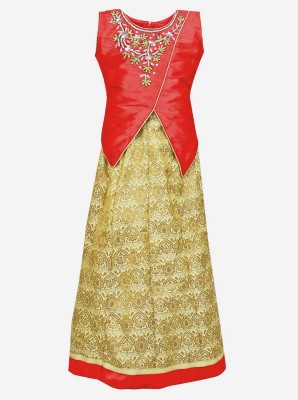 Arshia Fashions Girls Lehenga Choli Ethnic Wear, Fusion Wear Solid Lehenga Choli(Red, Pack of 1)