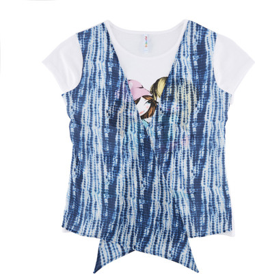 Poppers by Pantaloons Girl's Printed Polyster Silk Blend T Shirt(White, Pack of 1) available at flipkart for Rs.399