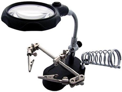 Iktu Helping Hand Magnifier Led Light With Soldering Stand 12x Magnifying Glass(Black)