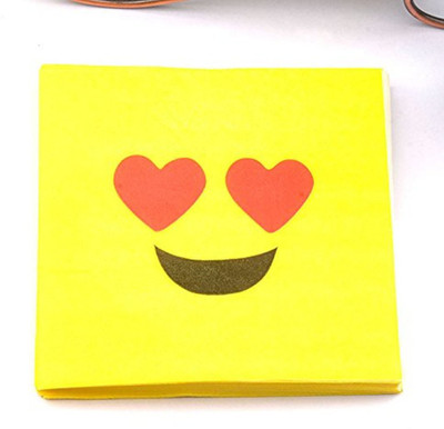 

Emerge Heart Eyes Lovestruck Emoji Napkins Party Tableware Supplies- 100 pcs - Pack of 5 Sets - (Each Set contains 20 double ply tissues) Yellow Napkins
