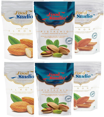 

Food Studio American AlmondsIranian Mamra AlmondsIranian Pistachio Dry Fruits Combo of 6 - 250Grams (2 of Each) Almonds(250 g, Pouch)