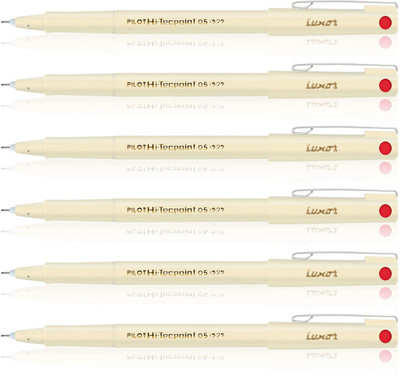 PILOT Hi-tecpoint 05 Needle Point Gel Pen(Pack of 6, Ink Color - Red)