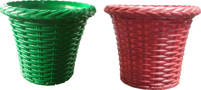 

SHOPTICO Plant pots Plant Container Set(Pack of 2, Plastic)