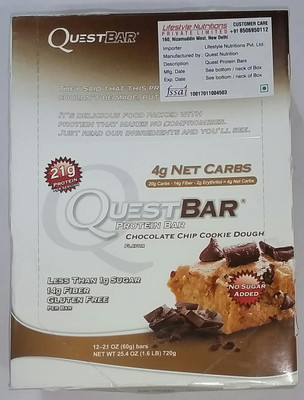 

QUEST NUTRITION CHOCOLATE CHIP COOKIE DOUGH Protein Bars(720 g, CHOCOLATE CHIP COOKIE DOUGH)