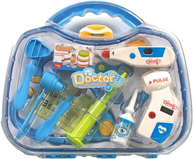 

TALKING GANESHA 24 Pieces Carry Along Doctor Set with LIGHTS Pretend and Play toy for kids (Blue)