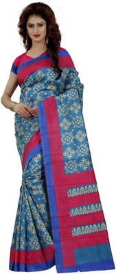 Trendz Style Printed Bhagalpuri Cotton Silk Saree(Multicolor)