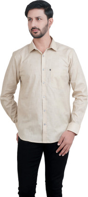 FAVIO Men Solid Casual Beige Shirt