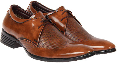 

XE Looks Men's Patent Leather Stylish Lace-up Corporate Casuals, Party Wear, Formal Shoes, Office Shoes (6-11) Lace Up For Men(Tan
