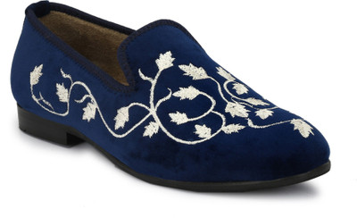 

El Paso Men's Blue Stylish Velvet Embroided Casual Slip On Shoes For Men(Blue, Silver