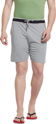 3SIX5 Solid Men Silver Regular Shorts