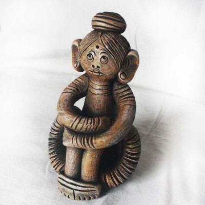 

Beautiful Terracotta Village Girl 789qwe Decorative Showpiece - 14 cm(Terracotta, Multicolor)