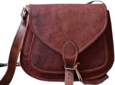 

The Leather Bags House Girls Formal Brown Genuine Leather Sling Bag