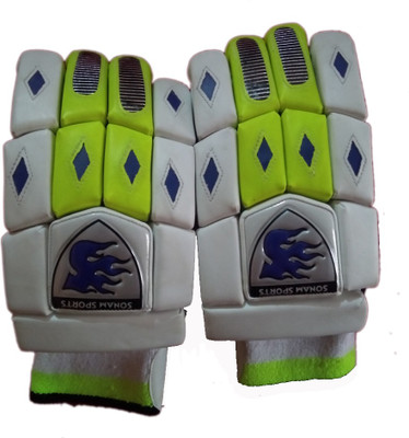 

snmg Cut Finger Batting Gloves (L, White), Green;white
