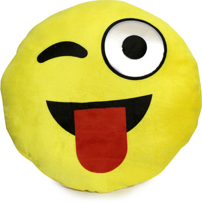 

HTD "Tongue Out" decorative Emoji Cushion - 30 cm(Yellow)