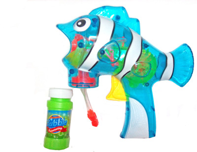 

TALKING GANESHA Fish Shaped Bubble Gun toy with Bubble Bottle inside toy for kids (Blue) …(Blue)
