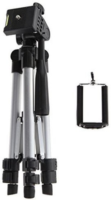 

VibeX ™ Ultra Compact and Lightweight Aluminum Tripod with 360° Panorama Ball head, ideal for travel and work Tripod Kit(Silver, Black, Supports Up to 1500 g)