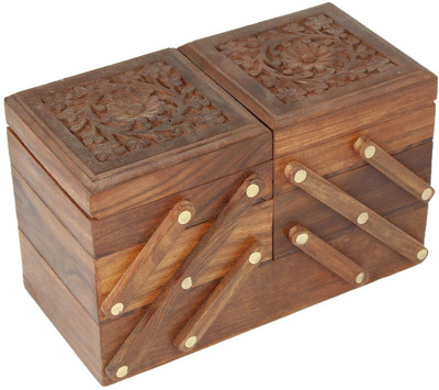 

Jk Handicrafts Handmade Wooden Jewellery Box for Women Jewel Organizer Hand Carved Carvings Gift Items, Size: Length- 8 inch, Width- 4 inch, Height- 5 inch Jewellery Box Vanity Box(Brown)