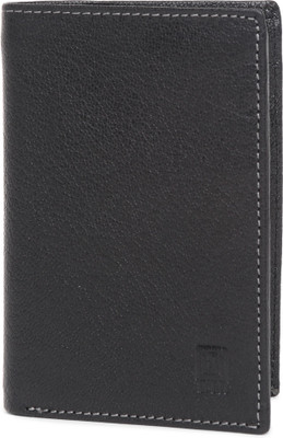 

U+N Men Black Genuine Leather Wallet(7 Card Slots)