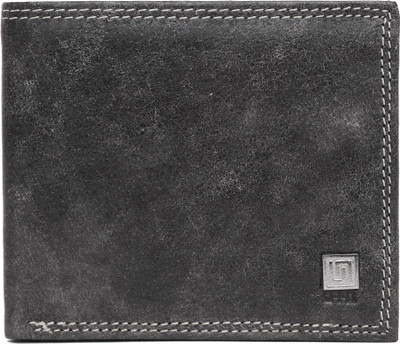 

U+N Men Black Genuine Leather Wallet(7 Card Slots)