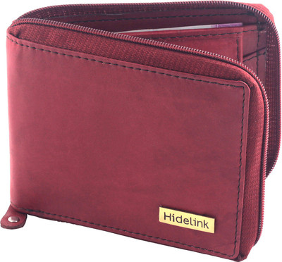 

Hidelink Men Red Genuine Leather Wallet(9 Card Slots)