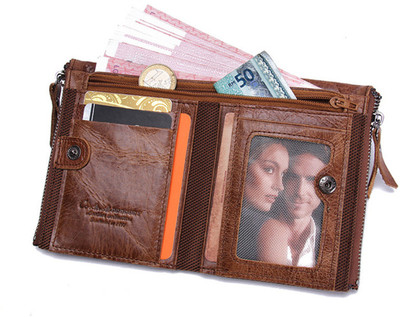 

BABORRY Men Brown Genuine Leather Wallet(11 Card Slots)