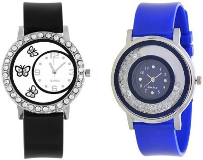 RJL Analogue Round Dial Stylish Fancy Watch Black DMD btr fly wht dial + 339 Blue diamond jk 131 Watch  - For Girls   Watches  (RJL)