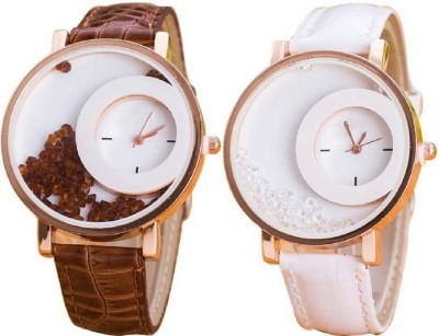 Talgo New Arrival Red Robin Season Special RRMXREWHBR Pack Of 2 White And Brown Movable Diamonds In Dial RRMXREWHBR Watch  - For Women   Watches  (Talgo)