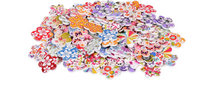 

Vardhman Buttons printed wooden, Flower design ,65 pcs ,size 2.75 cm x 2.75 cm ,used in art & craft, dresses, scrap booking, decorations etc