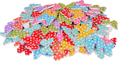 

Vardhman Buttons printed wooden, Butterfly design ,65 pcs ,size 3 x 2. cm ,used in art & craft, dresses, scrap booking, decorations etc.