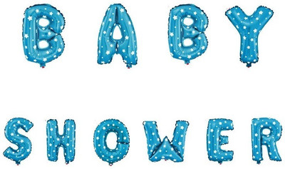 

PartyballoonsHK Solid "BABY SHOWER" Letters Foil Toy Balloon(Blue, Pack of 1)