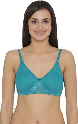 Clovia Cotton Rich Non-Padded Non-Wired Bra Women Full Coverage Non Padded Bra(Green)