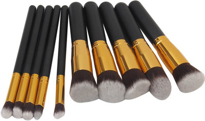 

Clouds Gallery Foundation Eye shadow Makeup Brush Black Gold Set of 10(Pack of 10)
