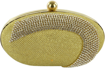 

Tooba Handicraft Party Gold Clutch