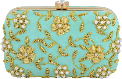 

Tooba Handicraft Party Blue Clutch