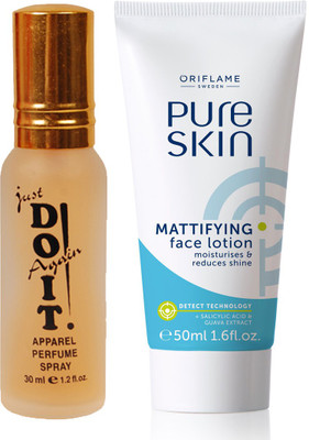 

Oriflame Sweden Pure Skin Mattifying Face Lotion 50ml (32649) With Just Doit Perfume 30ml(Set of 2)
