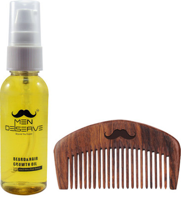 

MEN DESERVE Beard & Hair Growth Oil with Beard Comb(Set of 2)