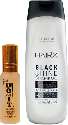 

Oriflame Sweden HairX Black Shine Shampoo 250ml (32148) With Just Doit Perfume 30ml(Set of 2)