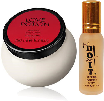 

Oriflame Sweden Love Potion Perfumed Body Cream 250ml (31779) With Just Do It Perfume 30ml(Set of 2)