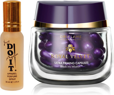 

Oriflame Sweden Royal Velvet Ultra Firming Capsules 28 pcs (24547) With Just Doit Perfume 30ml(Set of 2)