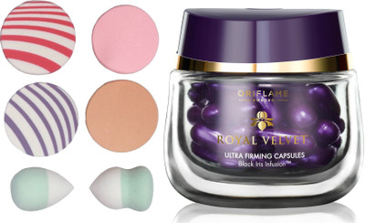 

Oriflame Sweden Royal Velvet Ultra Firming Capsules 28 pcs (24547) With Puff Sponge(Set of 7)