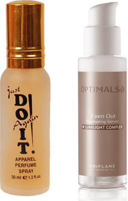 

Oriflame Sweden Optimals Even Out Skin Correcting Serum 30ml (33108) With Just Doit Perfume 30ml(Set of 2)