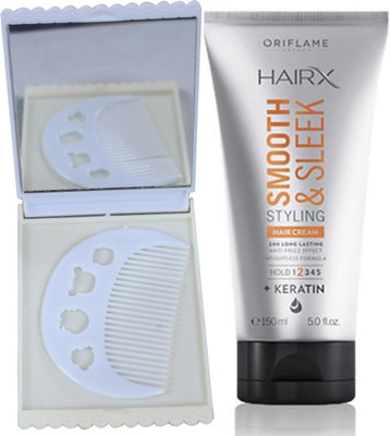 

Oriflame Sweden HairX Smooth & Sleek Styling Hair Cream 150ml (30881) With Comb & Mirror Set(Set of 3)