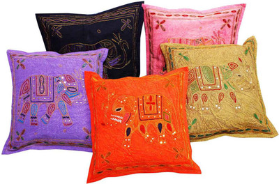 

Gurukripa Shopee Embroidered Cushions & Pillows Cover(Pack of 5, 17 cm*17 cm, Multicolor)
