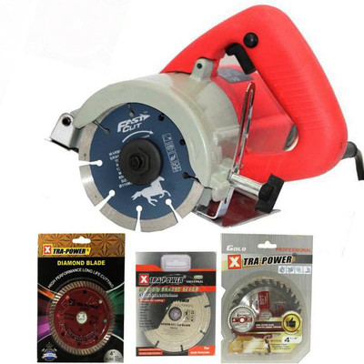 

Eshopher Cutting Machine For Wood/Marble/Tile/Granite FREE 3 BLADE WHEELS Handheld Tile Cutter (1300 W) (11000 RPM) (110 mm) Cutting Machine with 3 Blade Wood Cutter