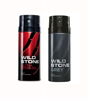 

Wild Stone Ultra Sensual And Grey Body Spray - For Men(150 ml, Pack of 2)