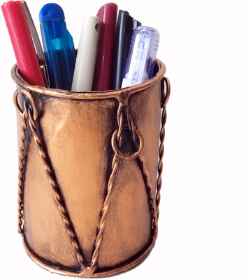 

Uniqkrafts 1 Compartments Iron Ethnic Pen/Pencils Holder(Bronze)