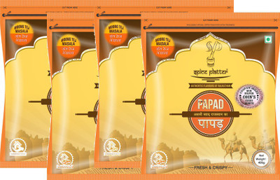 

Spice Platter Crispy Moong tej Masala Papad - Authentic Rajasthani Sajji Papad - Pack of 4 - 400g Each 1600 g(Pack of 4)