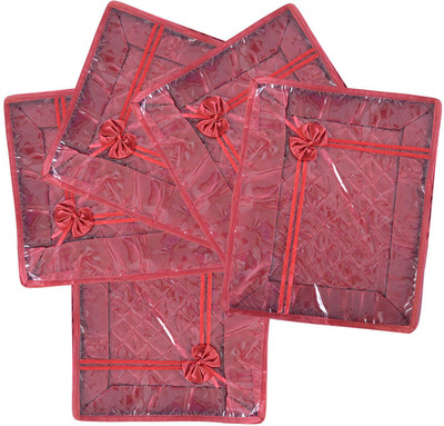 

Indi Bargain Satin Designer Saree Cover Set Set of 5(Maroon)