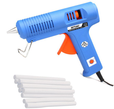

Glun Retune Blue 150w 150 Watt Professional Temperature Control Copper Nozzle Gun With Indicator Free 10 Milky White sticks High Temperature Corded Glue Gun(11 mm)